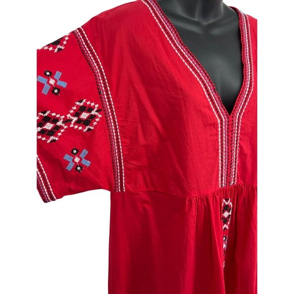 Zara Red Embroidered V-Neck Midi Shift Dress Size XL Extra Large Women NWT New - Picture 5 of 10
